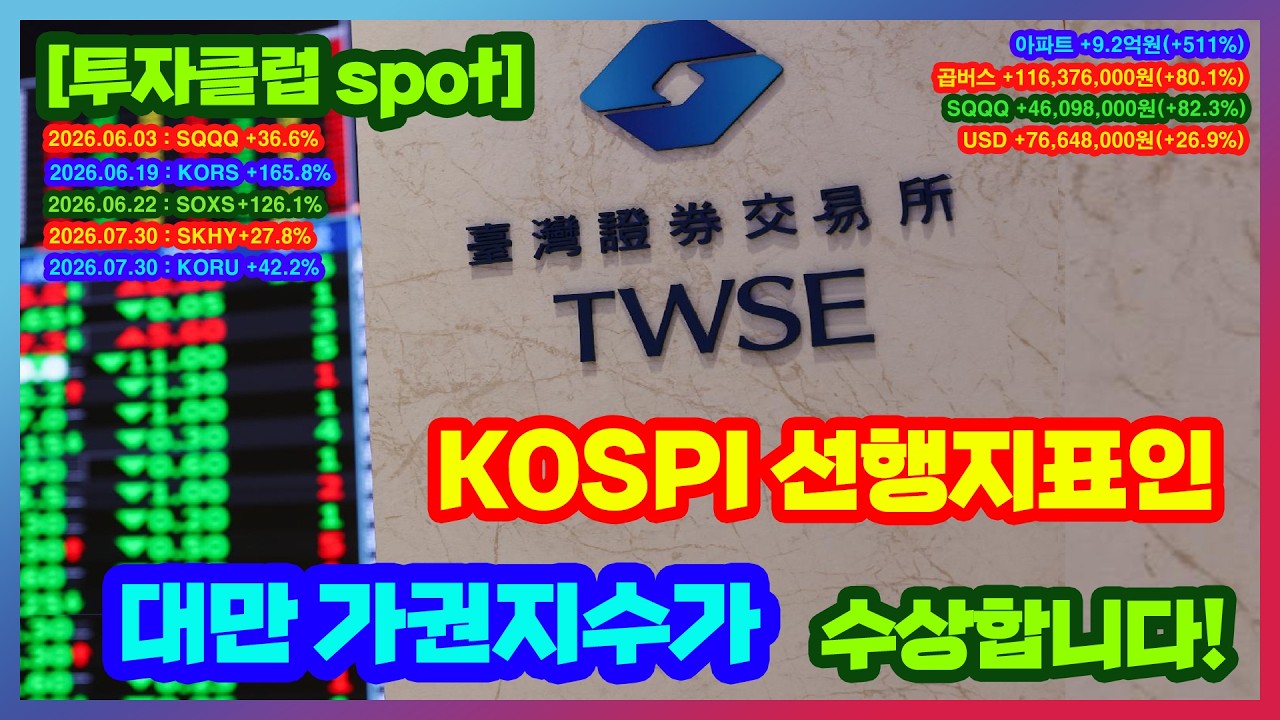 ■ [투자클럽 spot] KOSPI 선행지표인 대만 가권지수가 수상합니다!