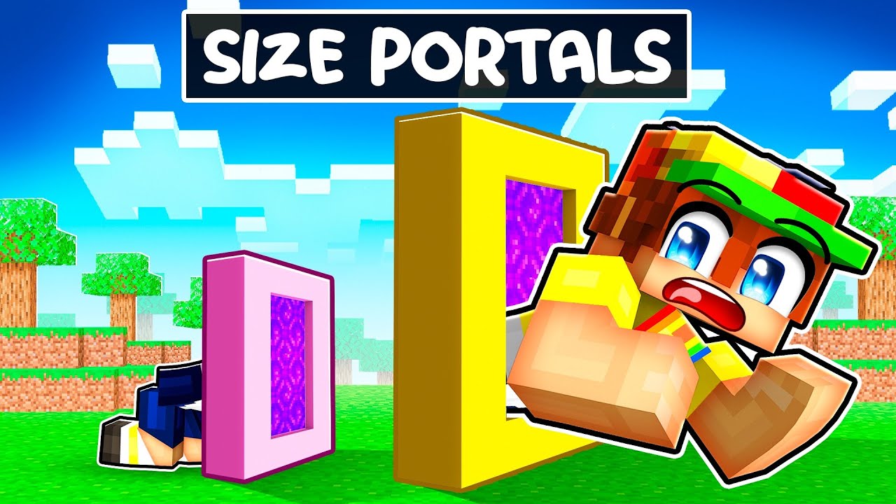 Using SIZE PORTALS To Prank My Friends In Minecraft!
