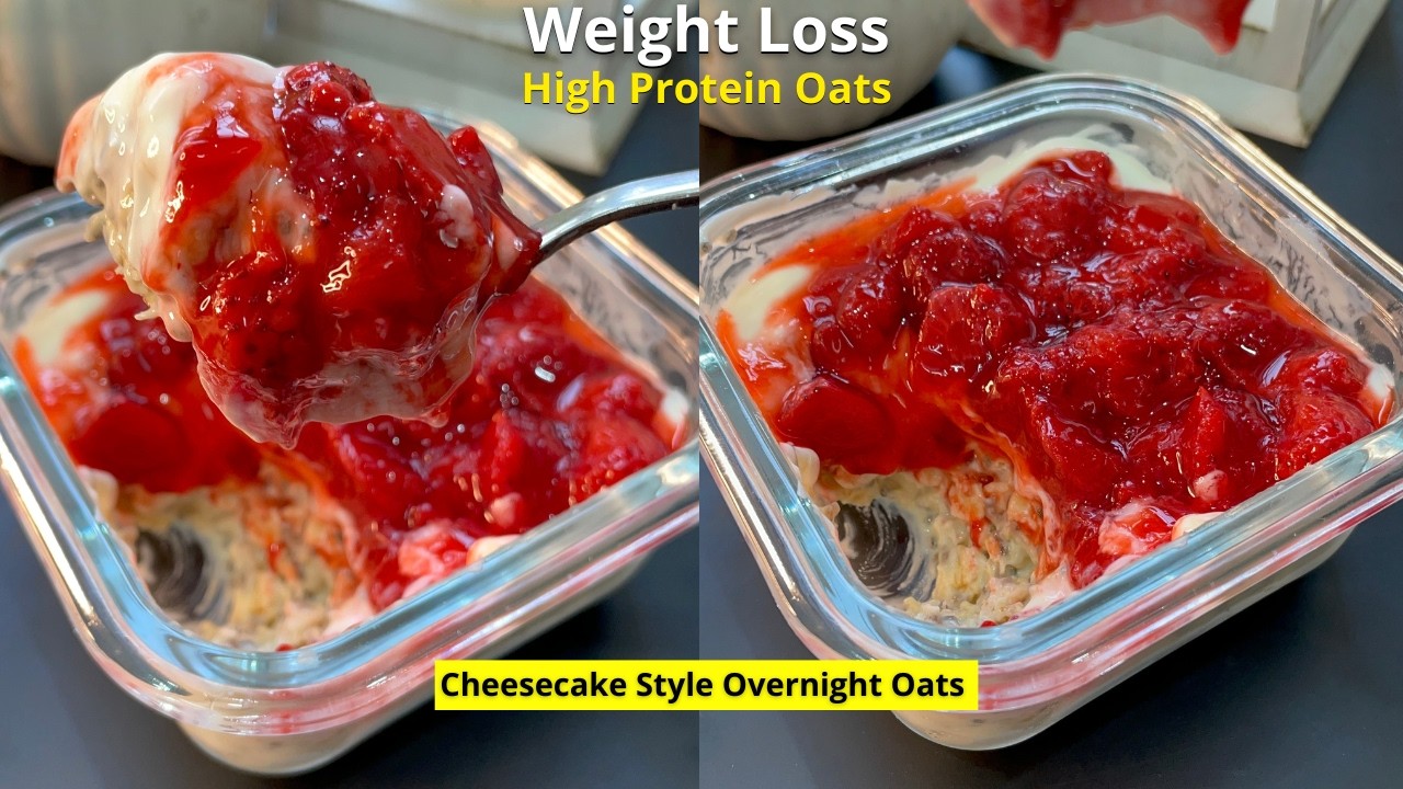 High Protein Breakfast That Tastes Like Dessert | Overnight Oats Cheesecake Style - Weight loss Diet