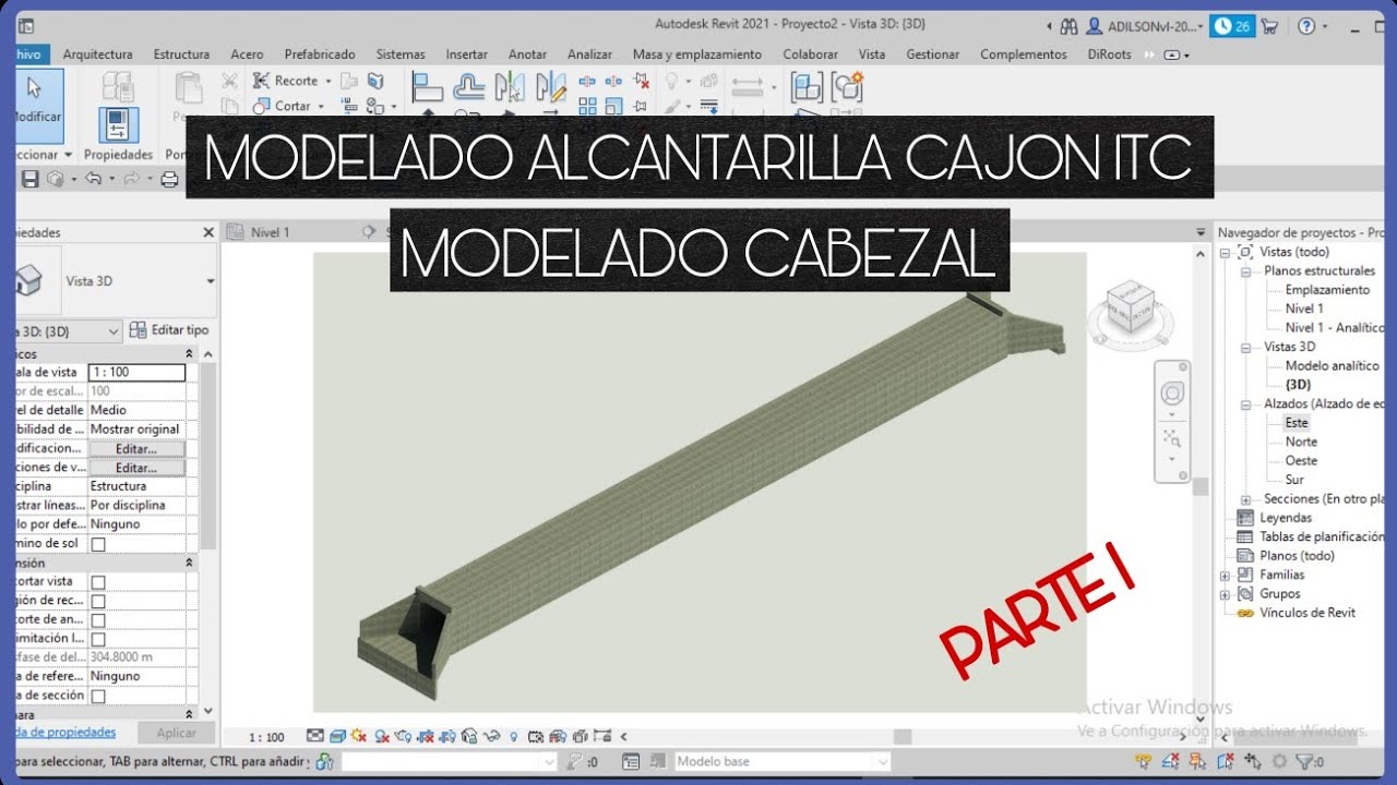 VIDEO 1 | #MODELADO DE #CABEZALES | #PROYECTO ESTRUCTURAL #ALCANTARILLA #CAJON 1TC EN #REVIT