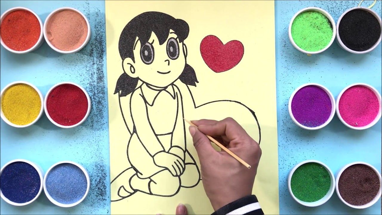 Colored sand painting Shizuka so cute in Doraemon film - Learn colors/Bumble Bee TV