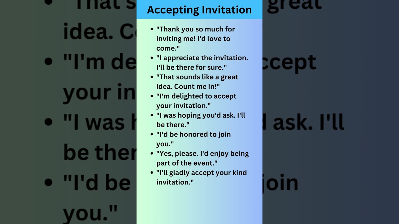 Accepting Invitation in English | How to accept invitation #learnenglish #englishsentences
