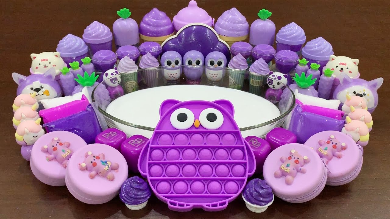Purple Slime   Mixing Random Things Into Slime ! Best Slime   Most Satisfying Slime Video #872