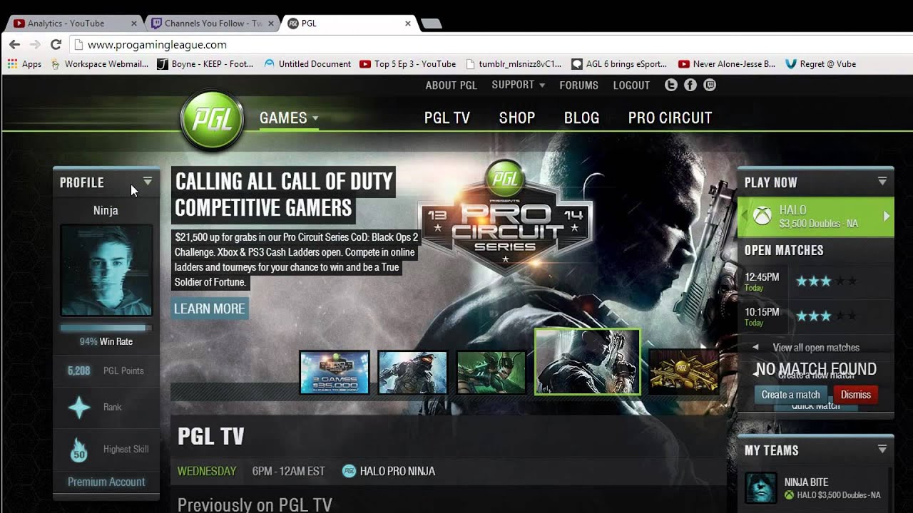 Guide to Navigating Twitch.tv and Progamingleague.com *Ninja*