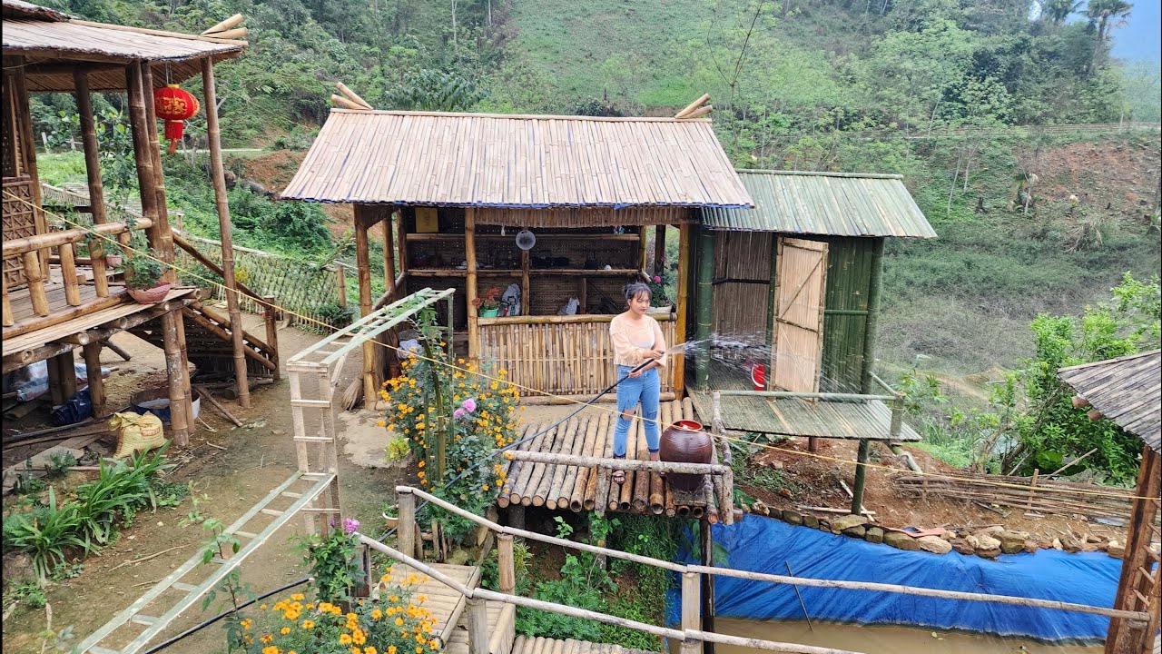 TIMELAPSE:The entire process of building a bamboo house, building a farm alone on a deserted island