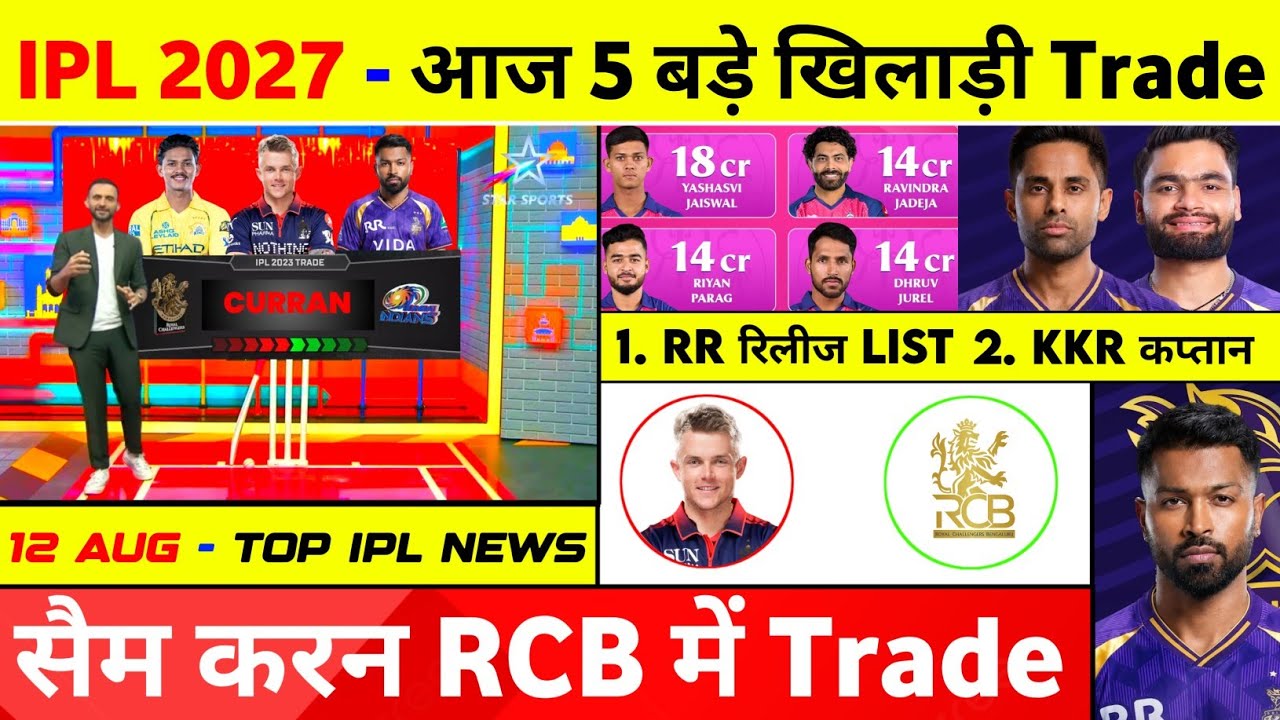 IPL 2027 - 10 Big News (Sam Curran, New Trade, RR Retain Players 2027, KKR, DC Batting Coach, CSK)