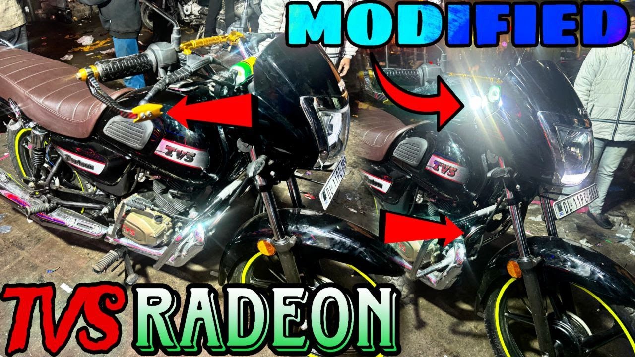 चमकदार Modification TVS RADEON 110 | DRUM Lights | OWL Fog Lights | SKD Originals #rajubhaiskd