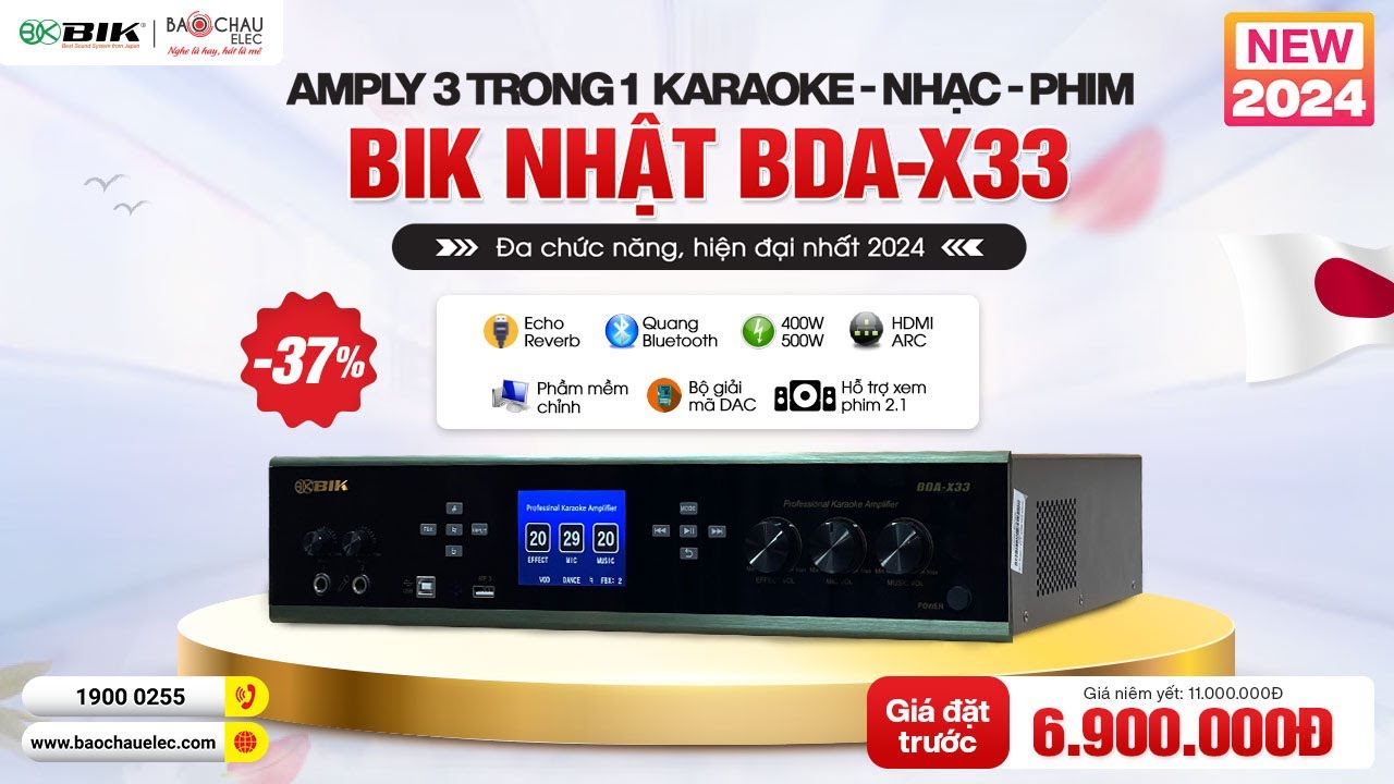 Amply 3 trong 1 Karaoke - Nghe Nhạc Xem Phim BIK Nhật BDA-X33, Đa Chức Năng Hiện Đại Nhất 2024