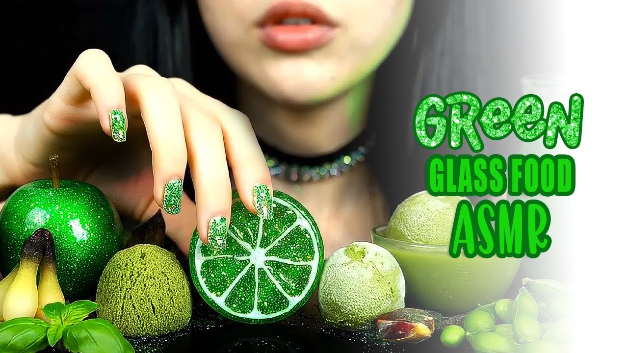 Eating ONLY GREEN FOOD ASMR | Glassy & Glittery 