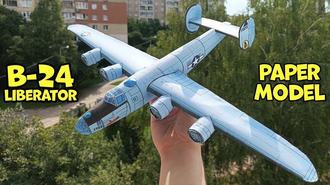 Бумажная модель бомбардировщика B-24 Liberator | Американский бомбардировщик времён Второй мирово...