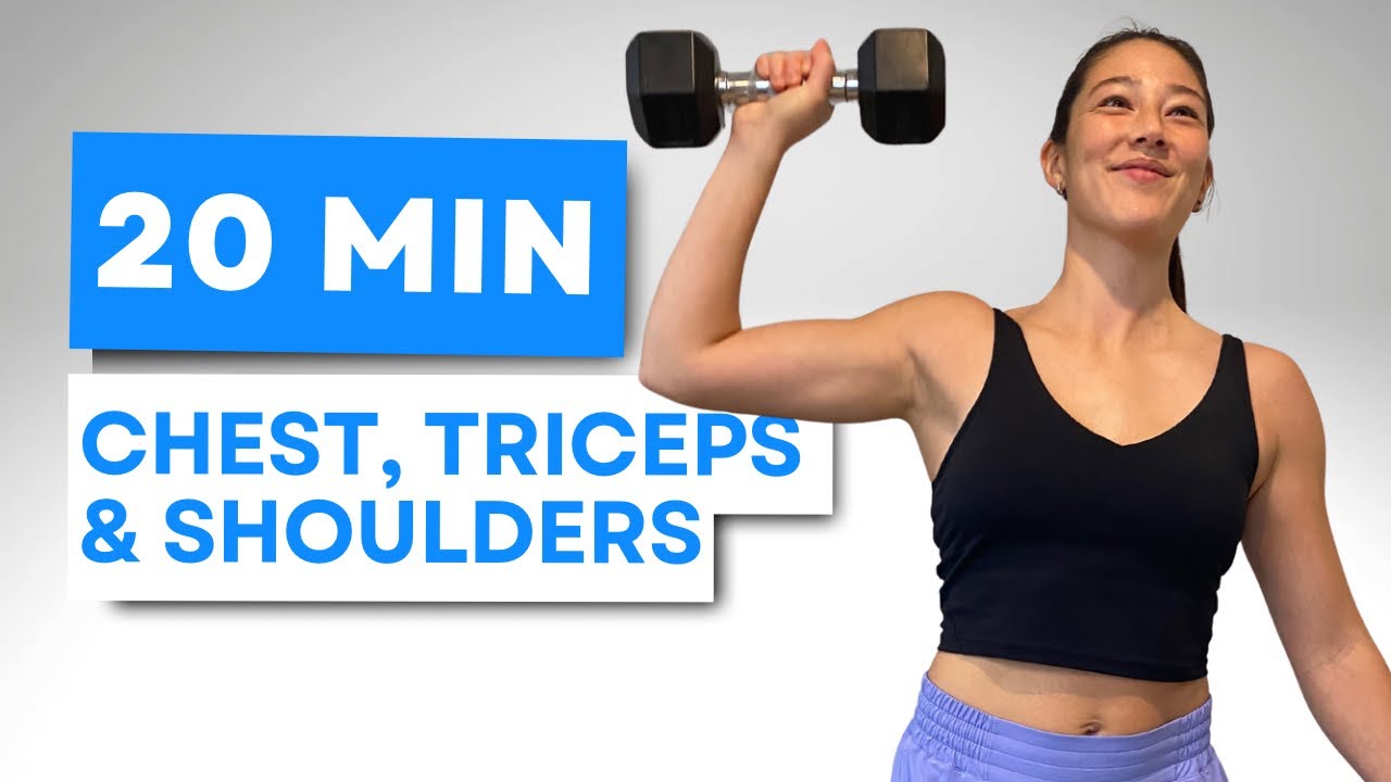 20 Min Chest, Triceps & Shoulders | UPPER BODY At Home Workout with Dumbbells | Strength & Weights