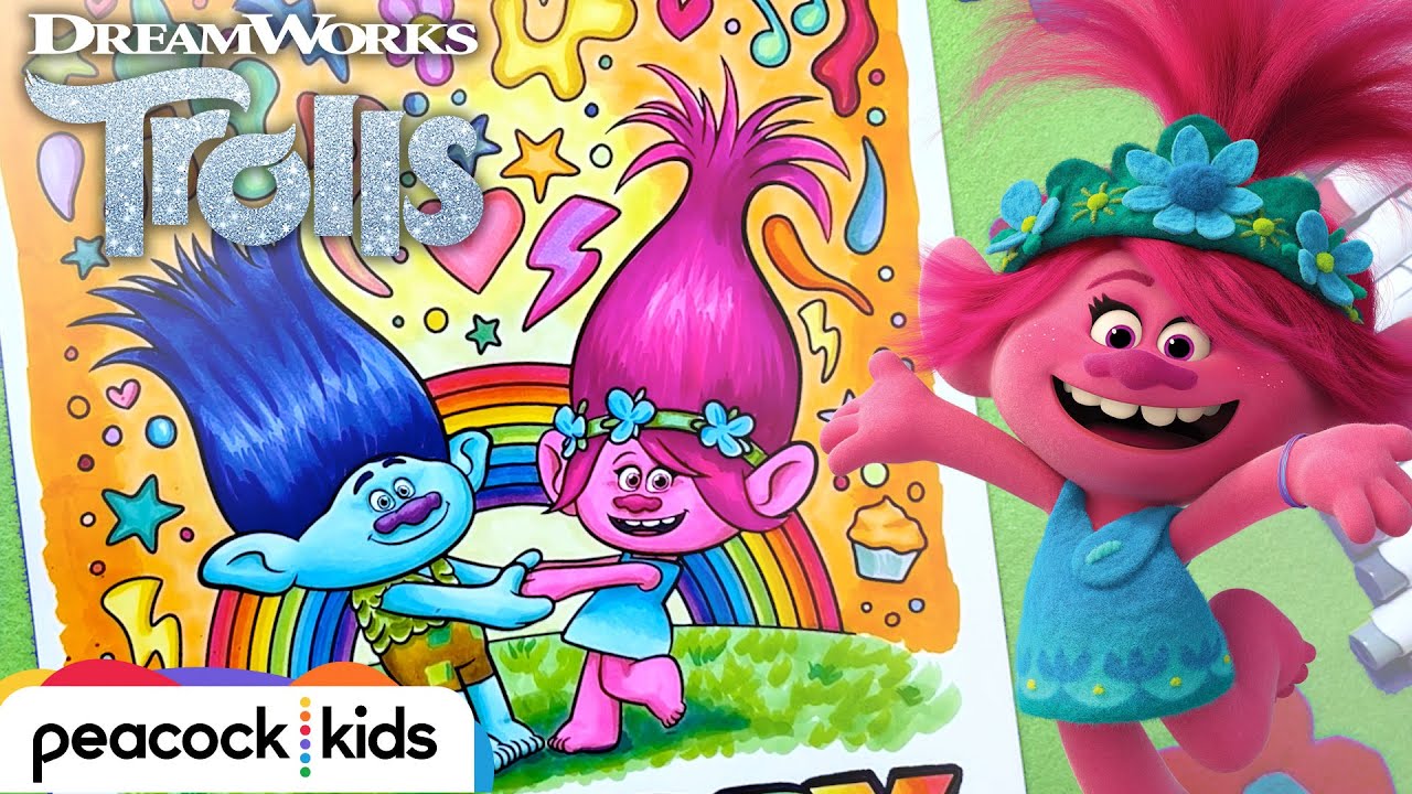 SUPER SATISFYING Trolls Coloring | Marker ASMR | TROLLS
