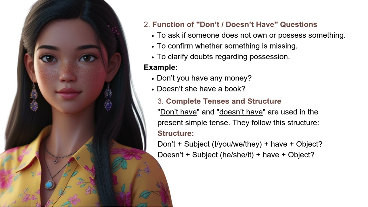 "Don't / Doesn't Have" Questions in Begginer English