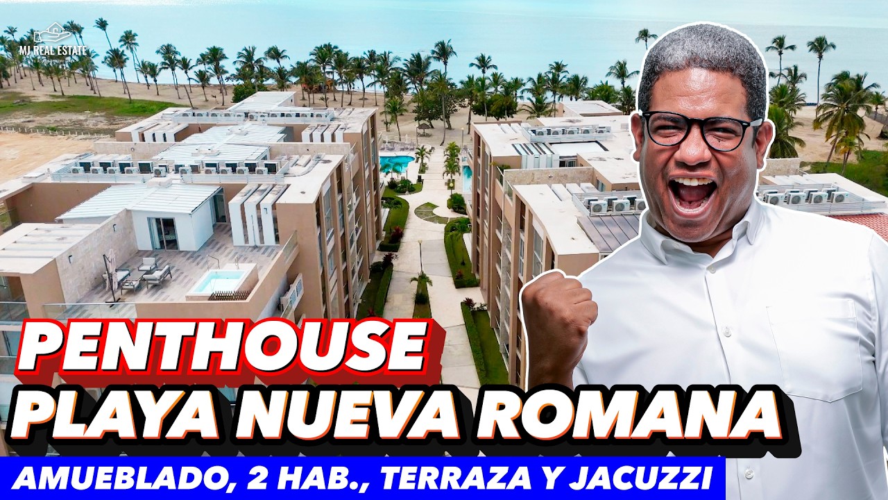 PENTHOUSE amueblado en Playa Nueva Romana, 2 habitaciones, terraza y jacuzzi