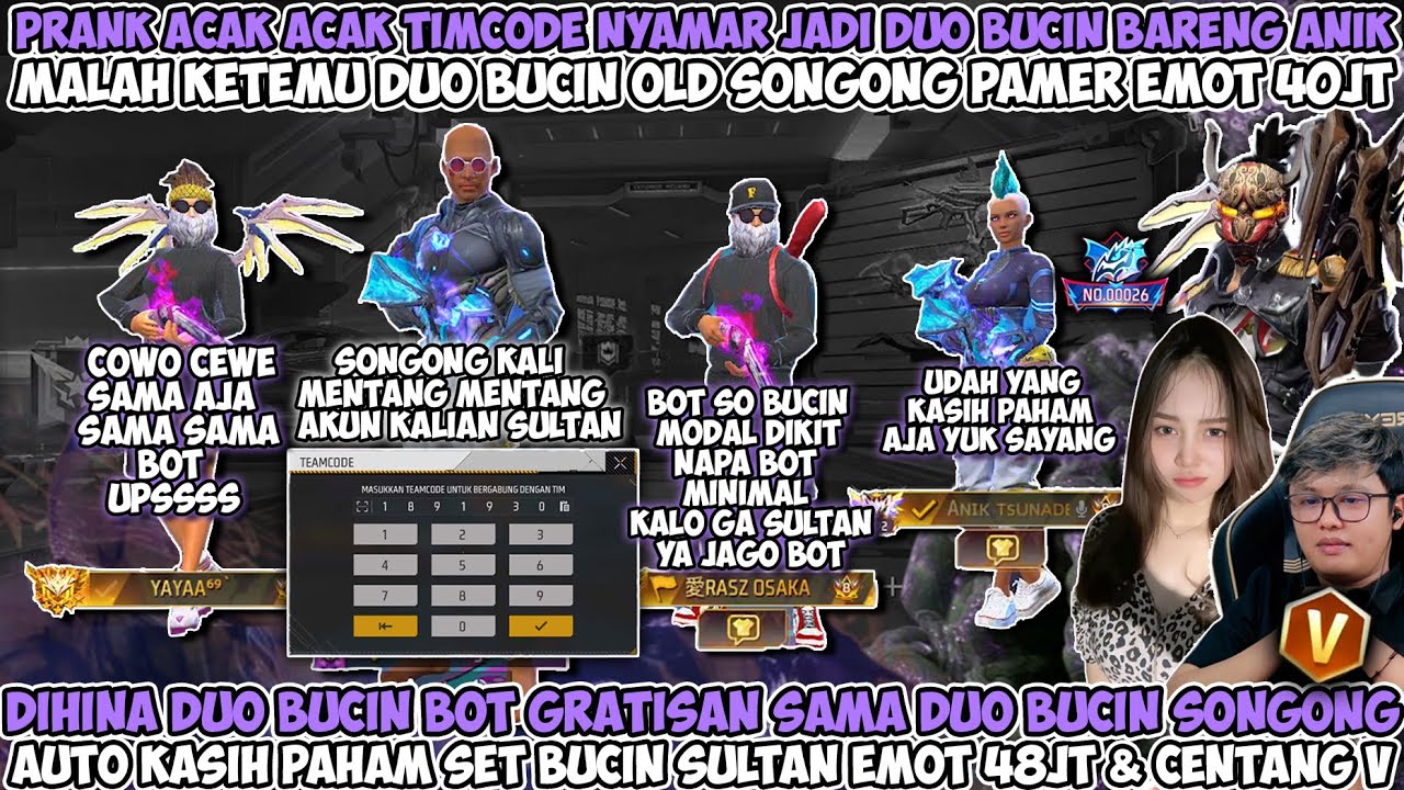 PRANK ACAKACAK TIMCODE NYAMAR JADI DUO BUCIN BOT BARENG ANIK MALAH KETEMU DUO BUCIN OLD S2 SONGONG😱
