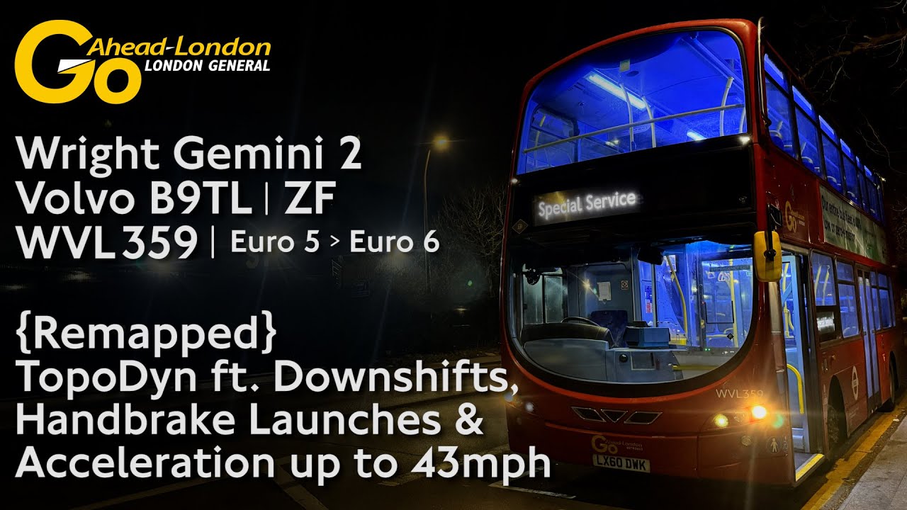 {Remapped} Go-Ahead London Volvo B9TL ZF w/ TopoDyn ft. Downshifts, H'brake Launches & 43mph Pulls