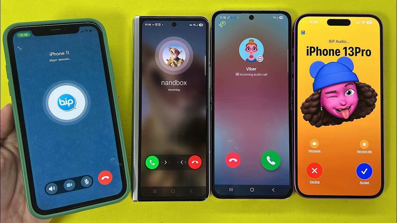 Social Media BIP+IMO+NandBox Incoming Outgoing Call iPhone16 Plus, iPhone 11, Samsung Z Fold, OPPO 