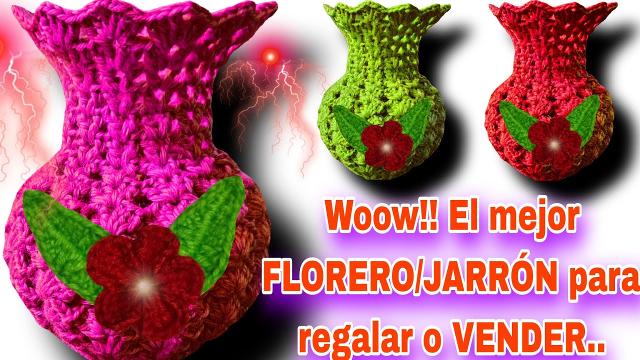 ⛔️ Woow!! El mejor FLORERO/JARRÓN para regalar o VENDER a crochet (CUESTA hasta $40.00 Dólares)