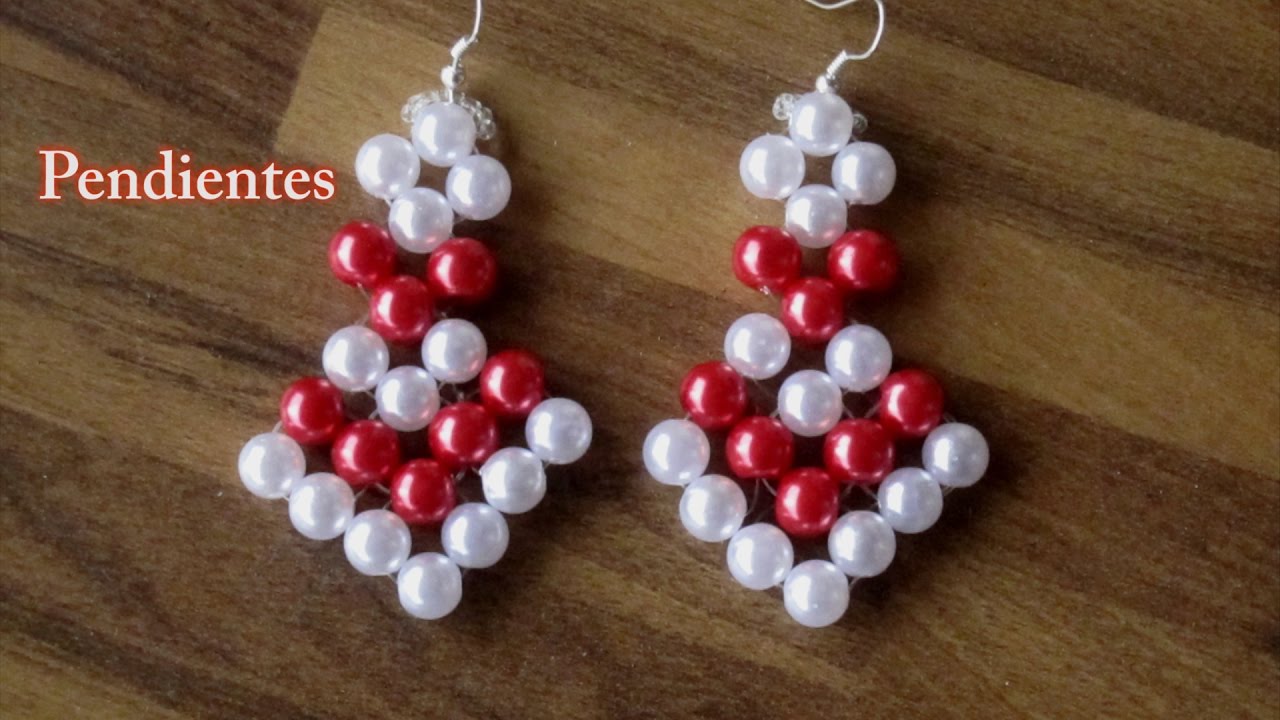 # DIY - Pendientes de perlas en rojo y blanco # DIY - Red and white pearl earrings