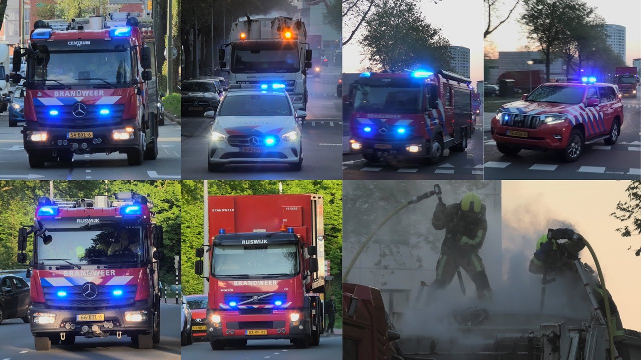[Politiebegeleiding Vuilniswagen!] Brandweer met spoed naar Vuilniswagenbrand in Den Haag!