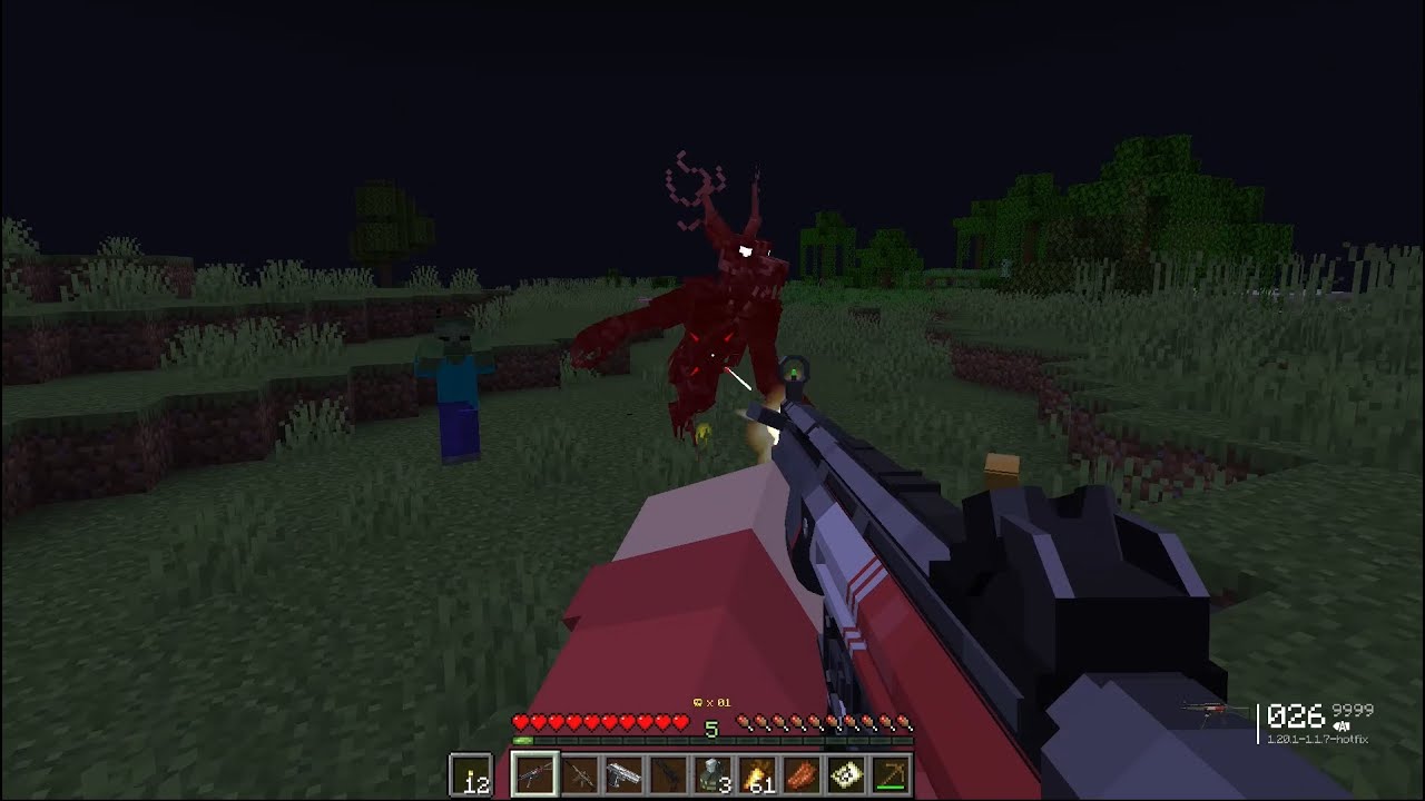 Playing Against the Minecraft Wendigo With Guns #guns #minecraft #minecraftgunmod #minecraftguns