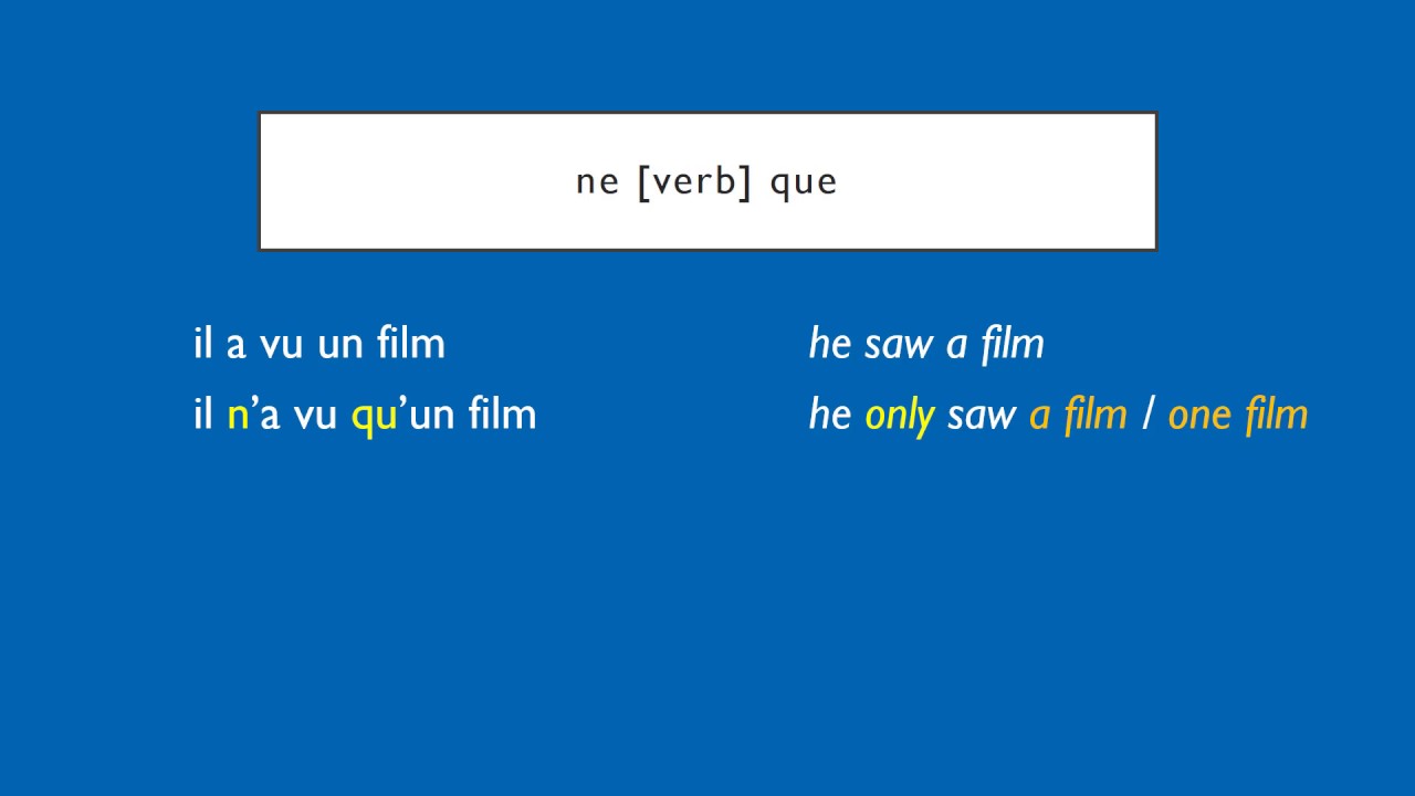 French Negatives | ne...que | only