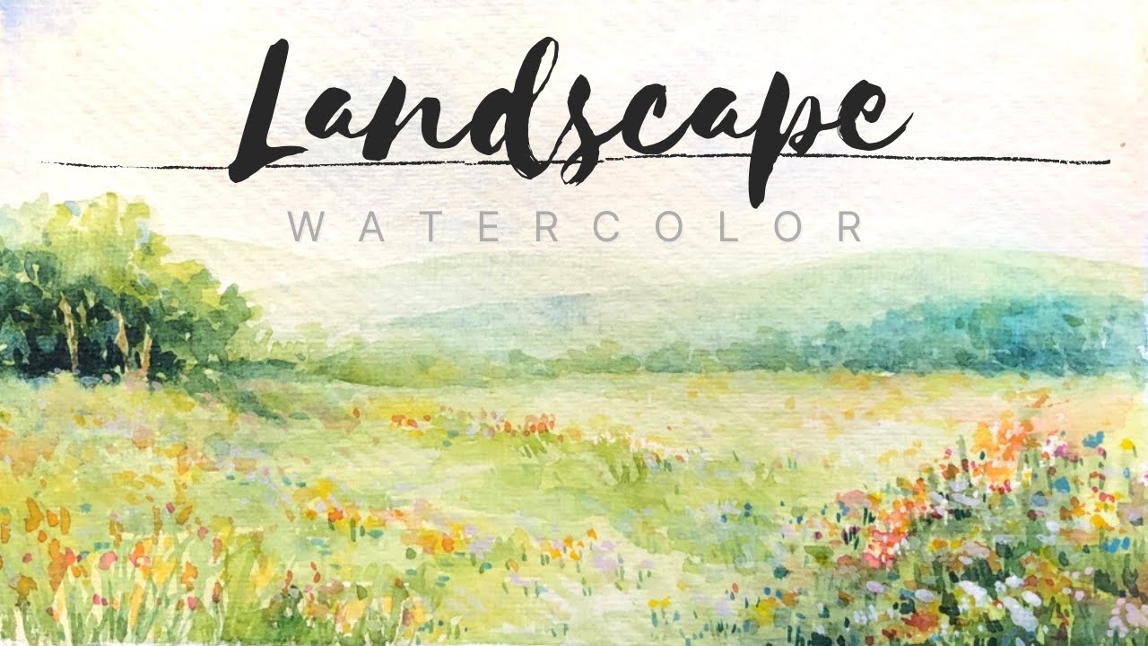 Landscape Watercolor Painting/ Flower field/풍경화 그리기/simple tutorial