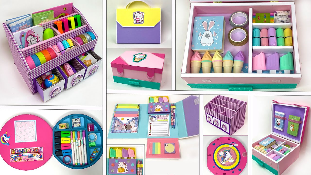 How to make a cardboard organizer // Cool stationery storage ideas