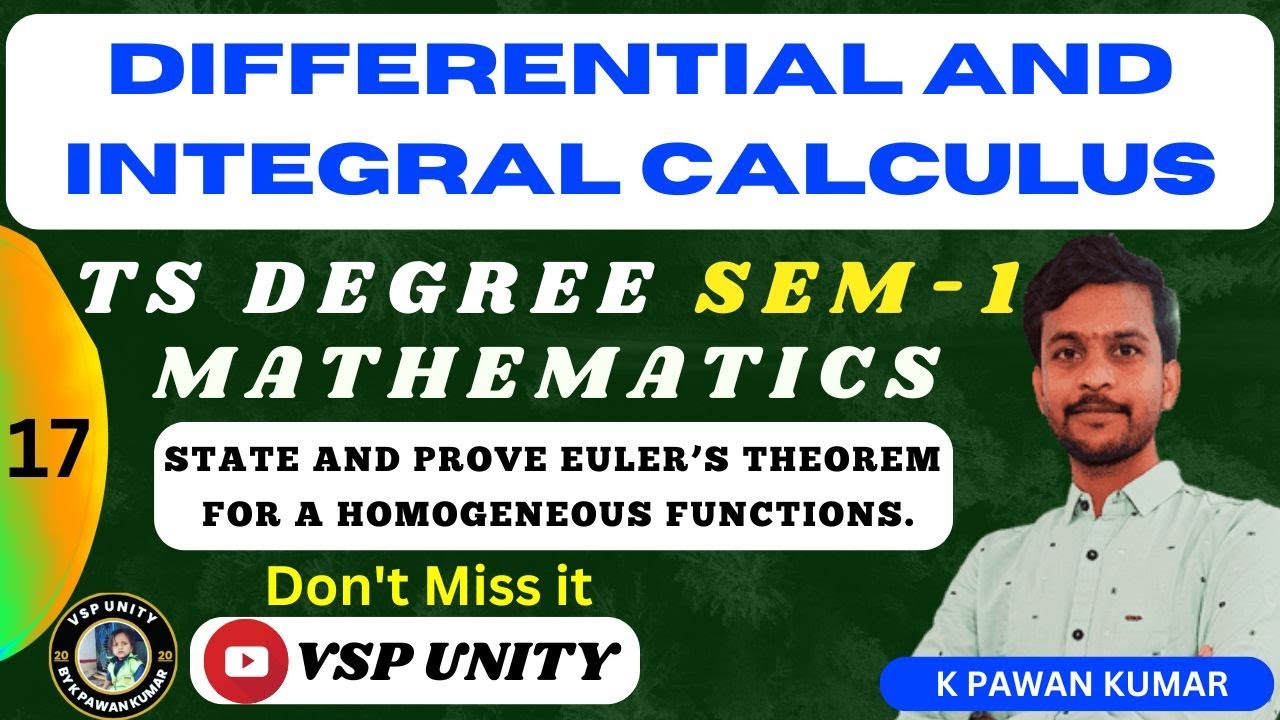 State and prove Euler's Theorem || SEM-1 || UNIT-1 || OU || KU || TU || PU || SVU || MGU