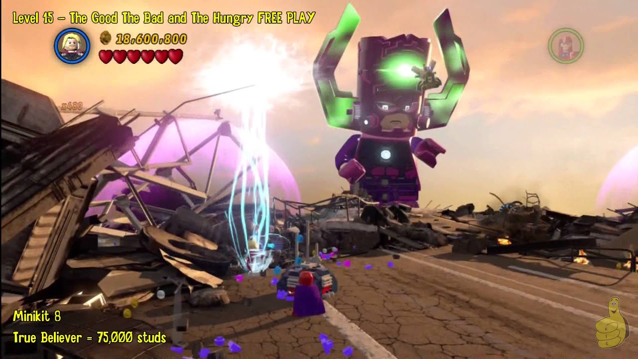 Lego Marvel Super Heroes: Lvl15 The Good The Bad & the Hungry- FREE PLAY(Minikits & Stan Lee)- HTG