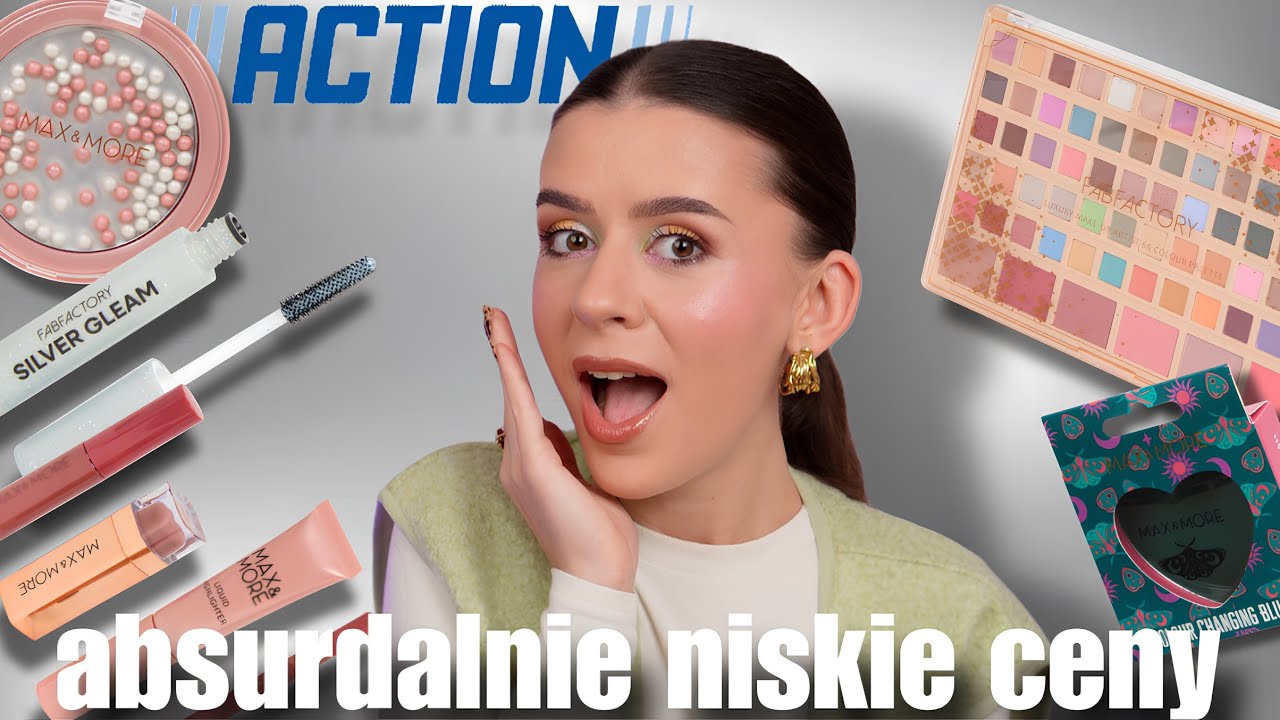 tak tanio jeszcze nie było! 🤯 makijaż z ACTION: zielony róż, 66 cieni i srebrna mascara