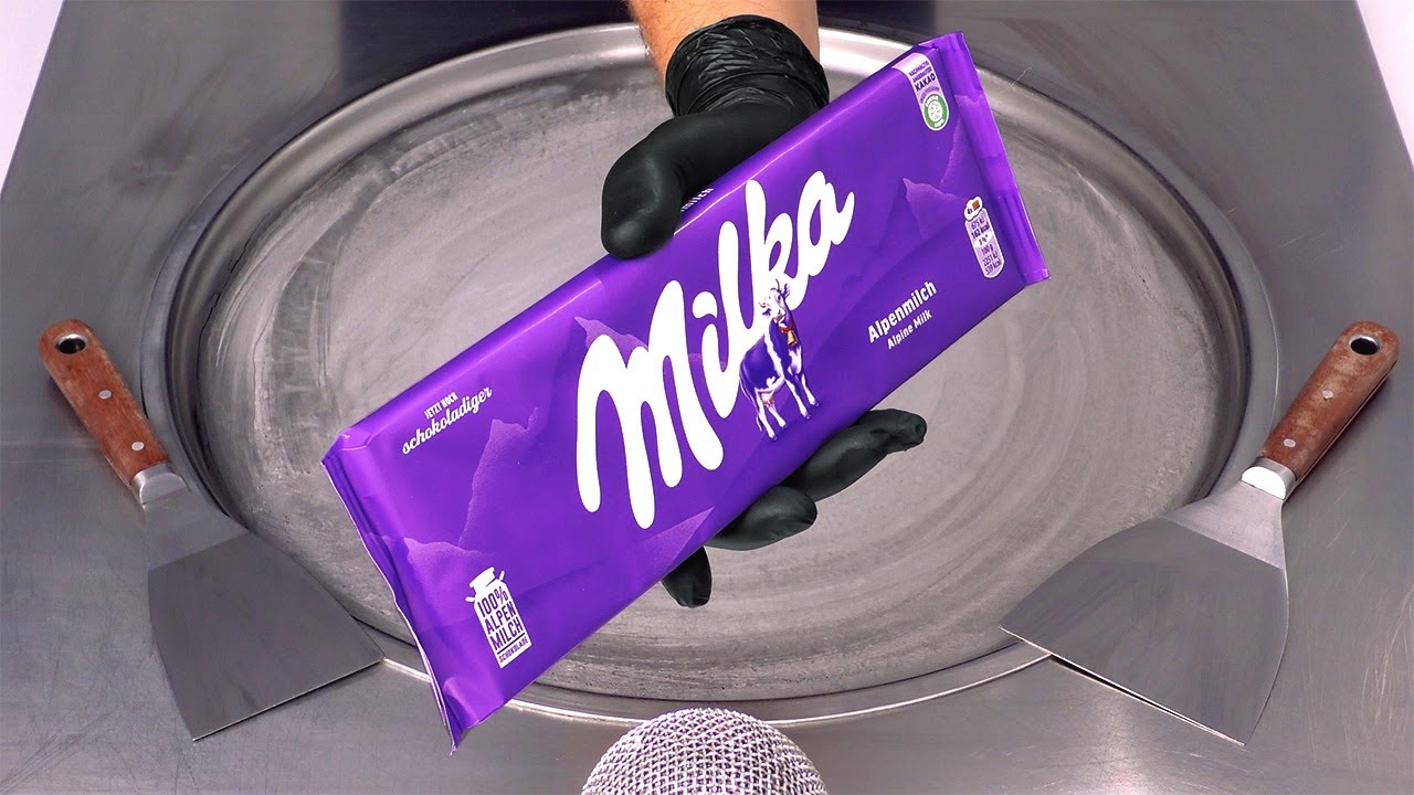 ASMR | Milka Ice Cream Rolls - how to make Milka Alpine Milk Chocolate to Chocolate Ice Cream Rolls