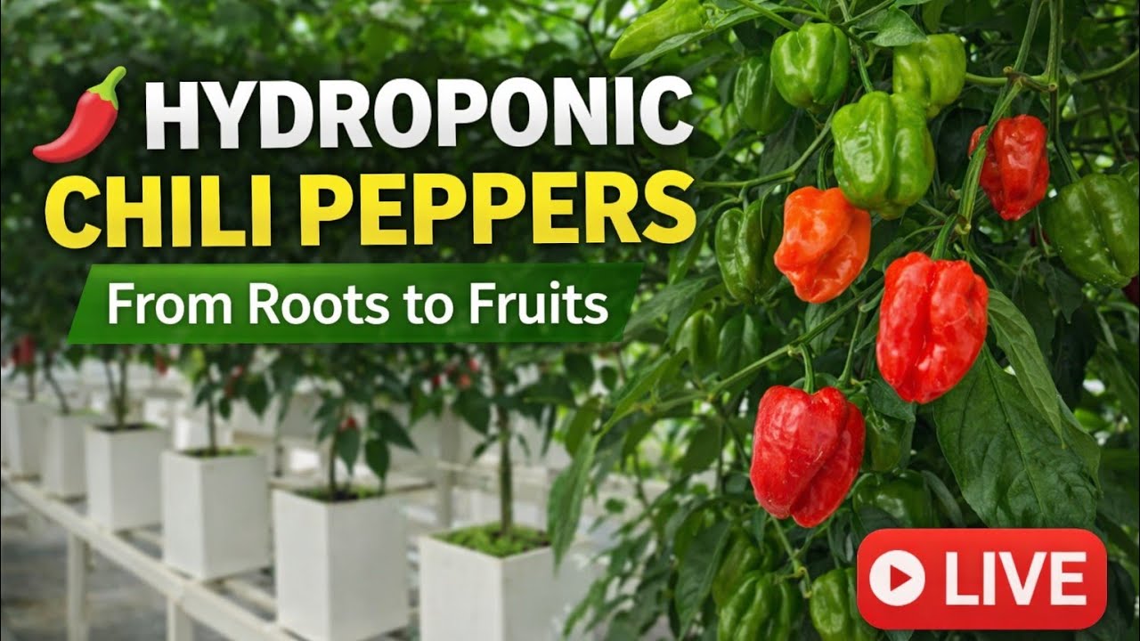 Hydroponic Chili Peppers LIVE 🌶️ | From Roots to Fruits Inside Our Greenhouse