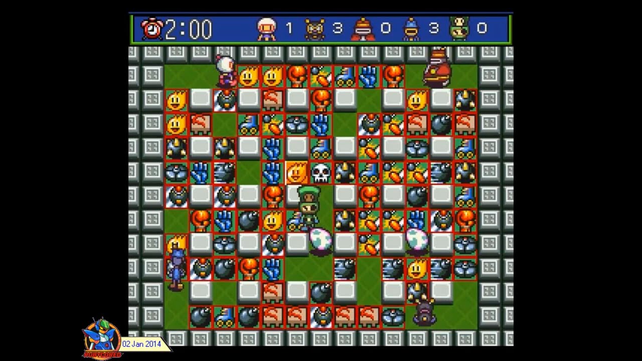Super Bomberman 5 (1997, SNES) - Multiplayer Mode (Group 6 of 6: All Items)[720p]