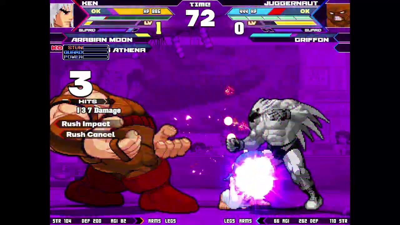 Ikemen GO y Mugen  Arabian Moon, Athena, Ken  VS Haggar, Jugernaut, griffon, Blanka