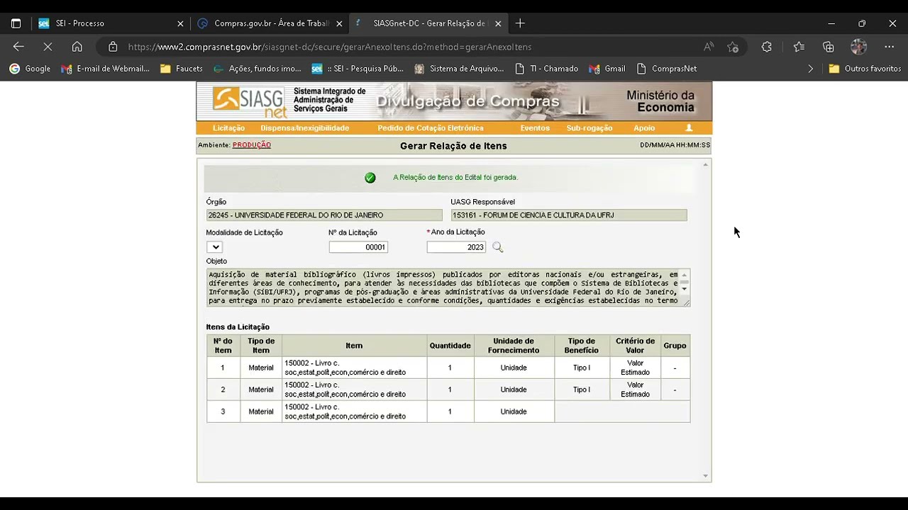 Publicando um Aviso de Pregão Eletrônico - SRP -  Comprasnet