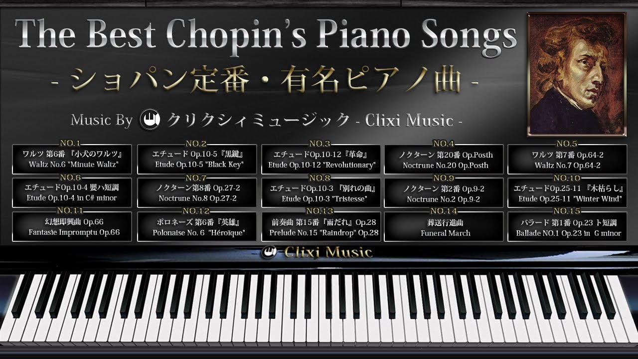 ショパン定番・有名クラシック音楽のピアノ曲【楽譜・勉強用・作業用BGM】