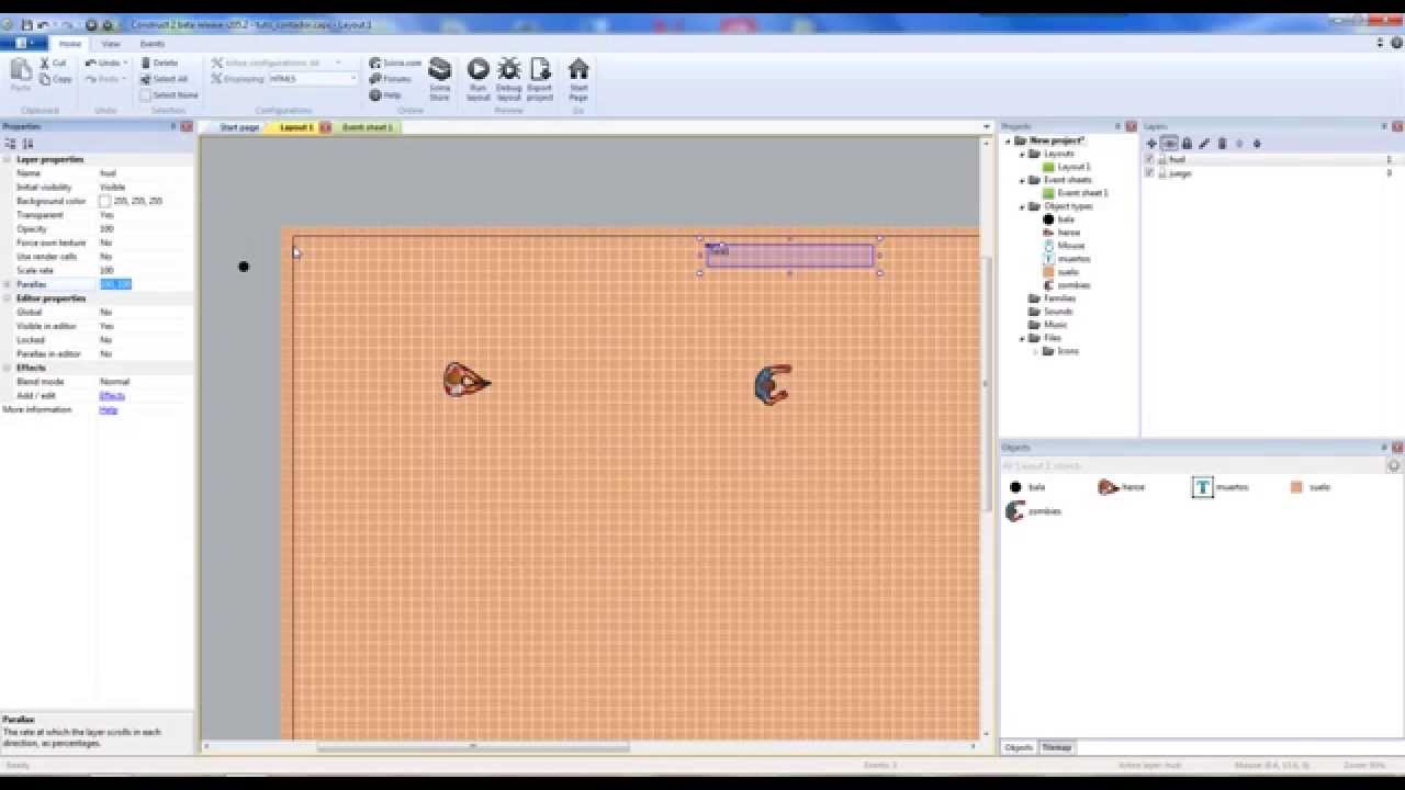 Tutorial Construct 2, como hacer un contador, para principiantes.