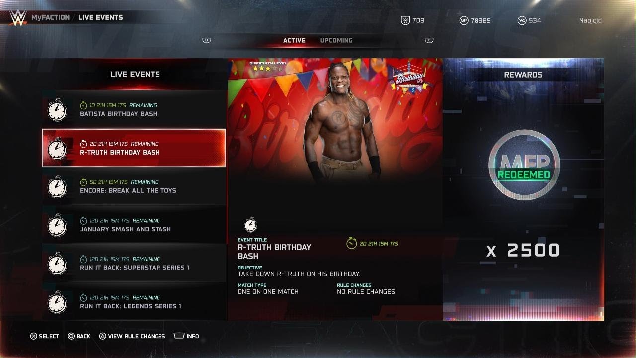 WWE 2K25 R-Truth Birthday Bash MyFACTION Live Event