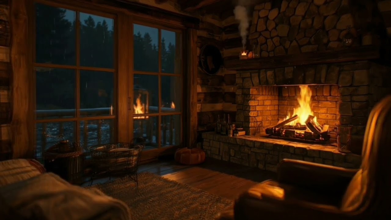 Fall Asleep Faster with This Fireplace & Rain AmbienceFl#FireplaceSounds#RainSounds#CozyFireplace