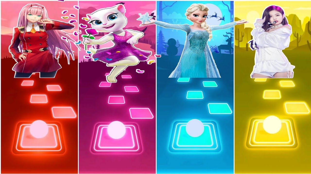 2 Phut hon vs Talking Angela vs Frozen elsa vs Blackpink - Tiles Hop