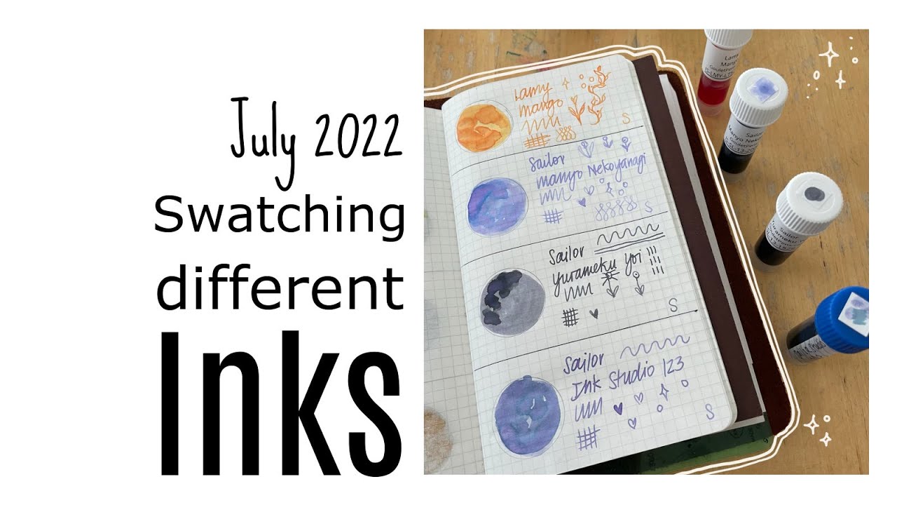 Ink Swatches: Lamy Mango * Sailor Manyo Nekoyanagi * Sailor Ink Studio 123 * Sailor Yurameku Yoi