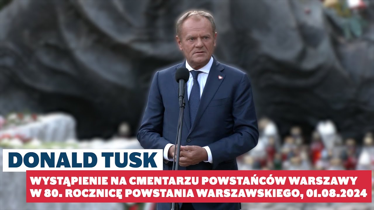 Donald Tusk - wystąpienie w 80. rocznicę Powstania Warszawskiego, 01.08.2024