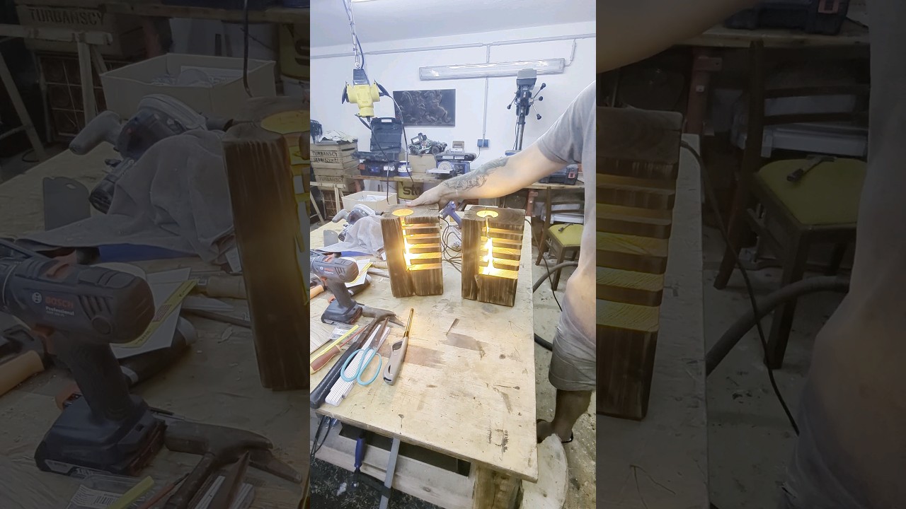 DIY Lampenbau aus alten Holzbalken #woodwork #interiordesign #decoration