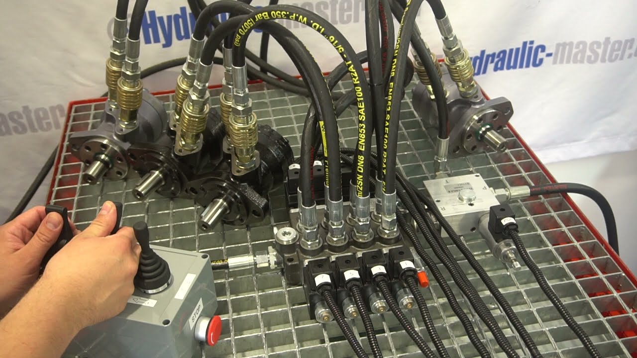 Hydraulic monoblock valve 4 sections double way 50 l/min 13gpm with Proportional flow control