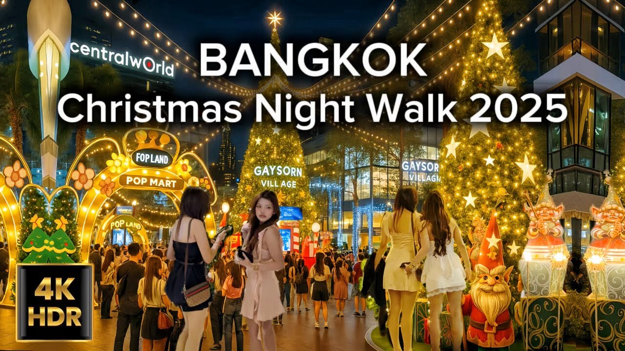 🇹🇭 4K HDR | 🎄 🎅 Christmas Bangkok 2025 – Lights Night Walk | Thailand Walking Tour