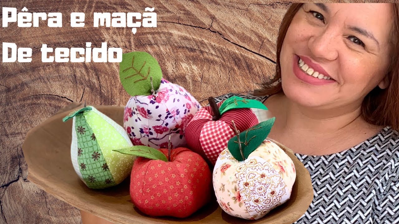 Como fazer frutas de tecido, sachê, porta alfinetes, enfeites para árvore de natal. Sew fruits DIY