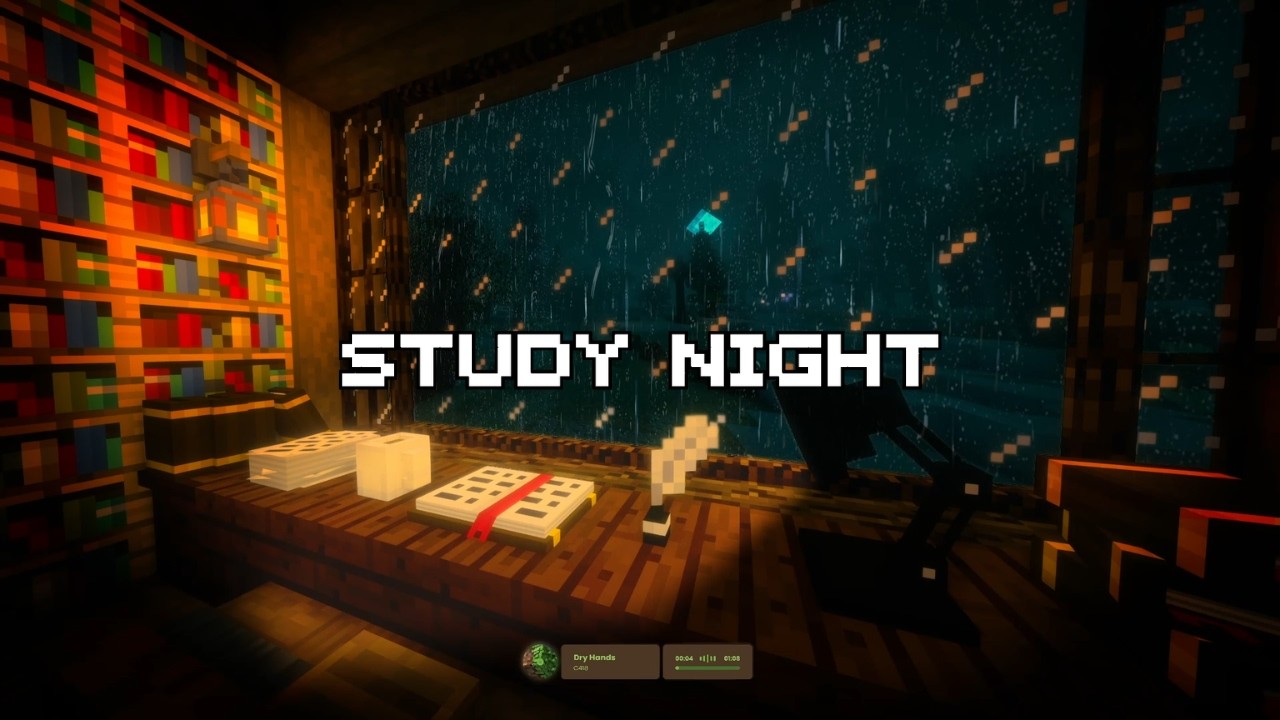it&rsquo;s 2am&hellip; rainy night study ambience | 1 Hour Minecraft Rain Sounds |