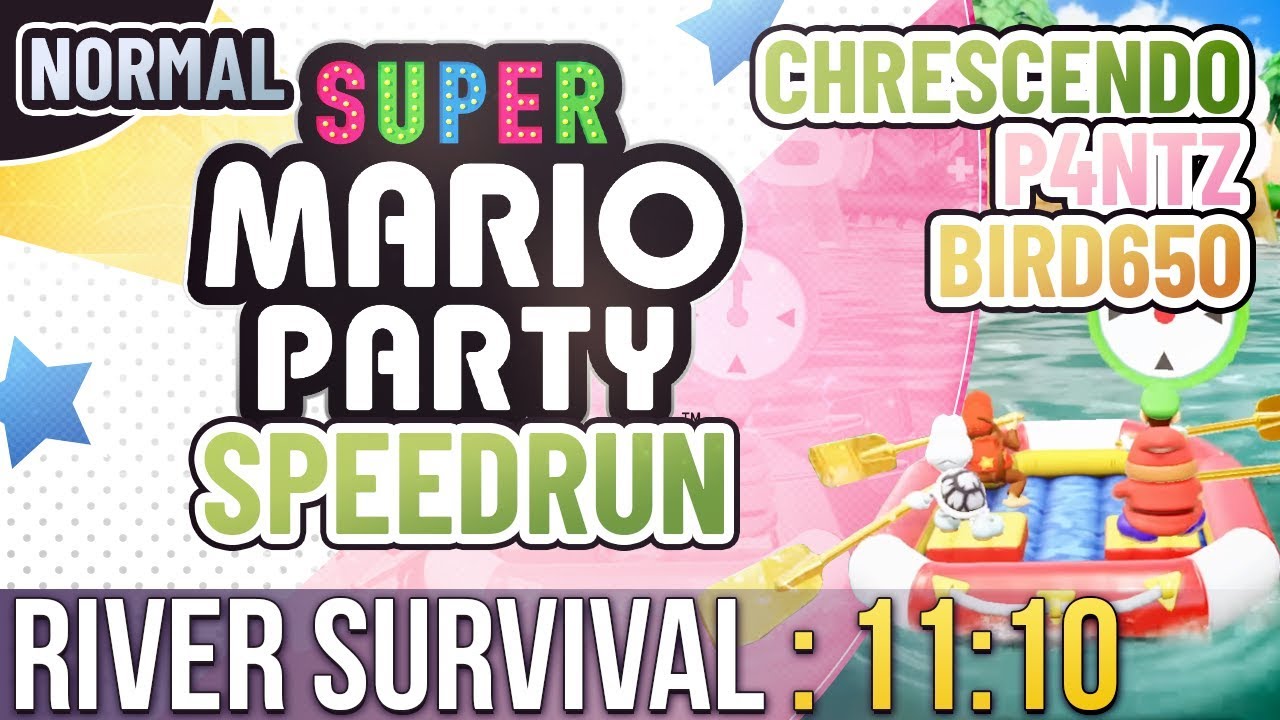 Super Mario Party River Survival Speedrun in 11:10 with Chrescendo, P4ntz and Bird650 (Normal)