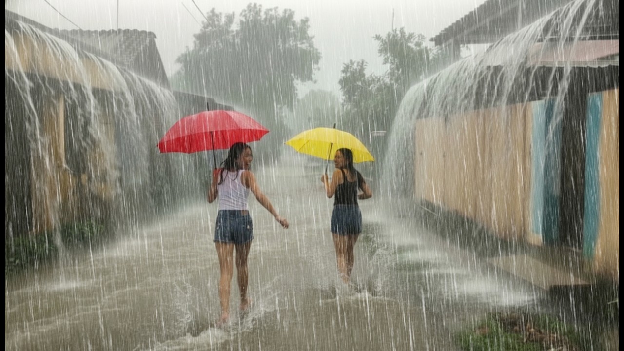 Real Rain Experience 🌧️⚡ Walking in Indonesia During a Thunderstorm